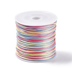 Colorful Segment Dyed Nylon Thread Cord, Rattail Satin Cord, for DIY Jewelry Making, Chinese Knot, Colorful, 1mm