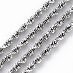 Stainless Steel Color 304 Stainless Steel Rope Chain Necklaces for Men Women, with Lobster Claw Clasps, Stainless Steel Color, 25.8 inch(65.5cm)