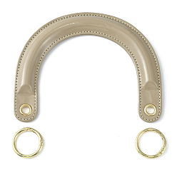 Tan PU Leather Bag Handles, with Alloy Spring Gate Rings, for Bag Replacement Accessories, Arch, Tan, 12.5x15.7x1.1cm, Hole: 8mm