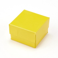 Jaune Boîtes à boucles d'oreilles en carton, avec une éponge noire, pour emballage cadeau bijoux, jaune, 5x5x3.4 cm