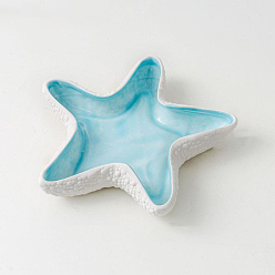 Аква Ювелирные тарелки из керамики с морской звездой, ювелирная тарелка, лоток для хранения колец, , серьга, вода, 155x150x36 мм
