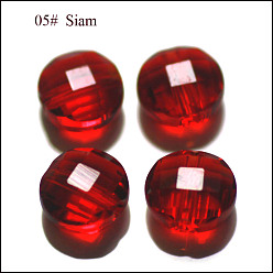 Dark Red Imitation Austrian Crystal Beads, Grade AAA, Faceted, Flat Round, Dark Red, 6x4mm, Hole: 0.7~0.9mm