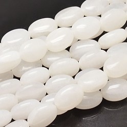 White Jade Natural White Jade Oval Bead Strands, 14x10x6mm, Hole: 1mm, about 29pcs/strand, 15.74 inch