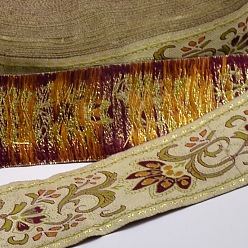 Verge D'or Pâle Rubans de polyester, avec motif fleur de jasmin, verge d'or pale, 2 pouces (50 mm), 33yards / roll (30.1752m / roll)