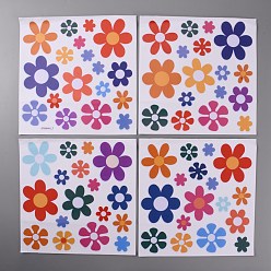 Colorido Pegatinas de pvc impermeables autoadhesivas de flores, para la decoración del refrigerador del coche, colorido, 240x240x0.2 mm, 4 hojas / set