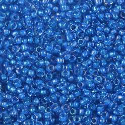 (309) Inside Color Light Sapphire/Opaque Blue Lined Cuentas de semillas redondas toho, granos de la semilla japonés, (309) color interior zafiro claro / azul opaco rayado, 8/0, 3 mm, agujero: 1 mm, Sobre 1110 unidades / 50 g