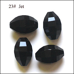 Noir Imitations de perles de cristal autrichien, grade de aaa, facette, ovale, noir, 6x9.5mm, Trou: 0.7~0.9mm