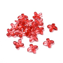 Red Glass Beads, for Jewelry Making, Flower, Red, 9.5x9.5x3.5mm, Hole: 1mm
