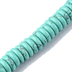 Turquoise Synthétique Perles synthétiques turquoise brins, disque, 12x3.5~4mm, Trou: 1.4mm, Environ 51 pcs/chapelet, 7.48~8.19 pouce (19~20.8 cm)