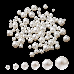 Beige 300Pcs 6 Sizes ABS Plastic Imitation Pearl Round Beads, No Hole Beads, Beige, 2~8mm, about 50pcs/style