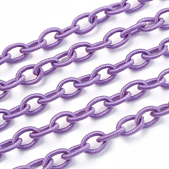 Orchid Handmade Nylon Cable Chains Loop, Oval, Orchid, 8~9x11~13x2mm, about 85cm/strand, 33.5 inch
