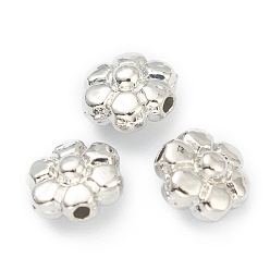 Platine Perles en alliage, sans cadmium et sans plomb, fleur, Platine plaqué, 6.5x6.5x4mm, Trou: 1mm
