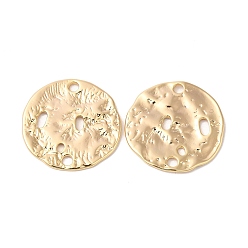 Real 18K Gold Plated Brass Pendants, Textured Flat Round Charm, Real 18K Gold Plated, 21x21x1mm, Hole: 2mm