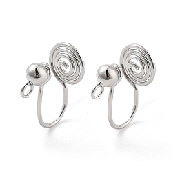 Stainless Steel Color 304 Stainless Steel Ear Cuff Findings, Wire Wrap Vortex Earring Findings with Vertical Loop, Stainless Steel Color, 14.5mm, Hole: 3x0.6mm