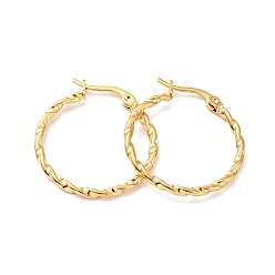 Golden Vacuum Plating 201 Stainless Steel Twist Rope Hoop Earrings with 304 Stainless Steel Pins for Women, Golden, 25x2mm, Pin: 0.6mm