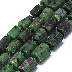 Ruby in Zoisite Natural Ruby in Zoisite Beads Strands, Frosted, Nuggets, 8~12x8~9mm, Hole: 1mm, about 30~35pcs/strand, 16.73''(42.5cm)