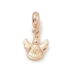 Light Gold Charmes européens en alliage, avec des perles acryliques, Pendentifs grand trou, ange, or et de lumière, 27mm, Trou: 4.5mm, ange: 13.5x13x4mm