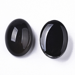 Noir Cabochons en verre translucide, la couleur changera avec la température différente, ovale, noir, 21x15x8.5mm
