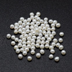 Blanc Culture des perles perles d'eau douce naturelles, pas de trous / non percés, ronde, blanc, 1.8~2mm