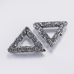 Hématite Cadres de perles en strass polymère, triangle, hématite, 30.5x34.5x6mm, Trou: 1.5mm