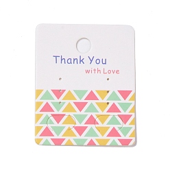Triangle Rectangle Paper Earring Display Card with Hanging Hole, Jewelry Display Cards for Earring Display, White, Triangle Pattern, 5x4x0.05cm, Hole: 5mm, 1mm and 12x7mm