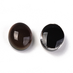 Noir Cabochons en verre, cabochons d'ambiance aux couleurs changeantes, ovale, noir, 12x10x6.5mm