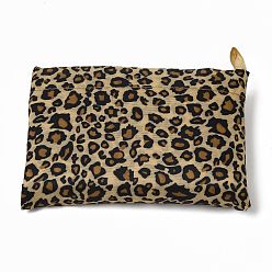 Leopard Sacs d'épicerie en nylon écologiques pliables, sacs fourre-tout imperméables réutilisables, avec pochette et anse de sac, motif imprimé léopard, 52.5x60x0.15 cm