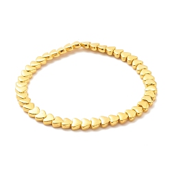Golden Alloy Heart Beaded Stretch Bracelet for Women, Golden, Inner Diameter: 2-1/4 inch(5.8cm)