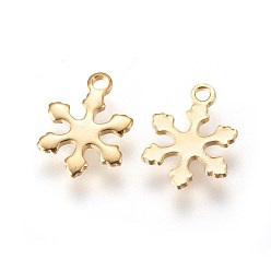 Golden 304 Stainless Steel Charms, Snowflake, Golden, 9x12x1mm, Hole: 1.4mm