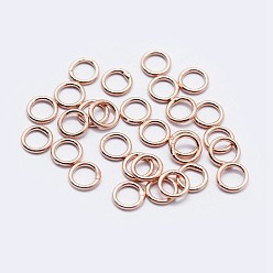 Rose Gold 925 Sterling Silver Round Rings, Soldered Jump Rings, Closed Jump Rings, Rose Gold, 19 Gauge, 8x0.9mm, Inner Diameter: 6mm, about 64pcs/10g