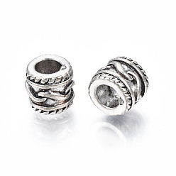 Antique Silver Rack Plating Alloy European Beads, Large Hole Beads, Cadmium Free & Lead Free, Column, Antique Silver, 9.5x8.5mm, Hole: 4.5mm
