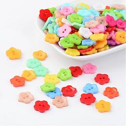 Mixed Color Beautiful Flower Buttons, Resin Button
, Mixed Color, about 12mm in diameter, hole: 1.5mm, about 1000pcs/bag