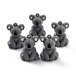 Темно-Серый ПВХ граненые подвески с мультяшными коалами, для изготовления брелка, темно-серый, 42x30x25 мм, отверстие : 3 мм