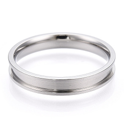 Color de Acero Inoxidable 201 ajustes de anillo de dedo acanalados de acero inoxidable, núcleo de anillo en blanco, para hacer joyas con anillos, color acero inoxidable, diámetro interior: 20 mm