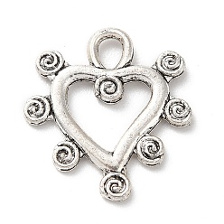 Antique Silver Tibetan Style Alloy Pendants, Heart, Antique Silver, 21x19x2mm, Hole: 3.5x2.5mm, about 403pcs/500g
