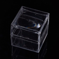 Clair Boîtes de loupe de visionneuse d'anneau en plastique transparent, cubes de loupe pour pièces de monnaie, bijoux, des pierres, spécimens, clair, 40x40x38mm, Taille intérieure: 35x35 mm
