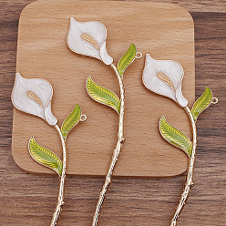 WhiteSmoke Alloy Enamel Flower Hair Sticks, with Loop, Long-Lasting Plated, Hair Accessories for Women, WhiteSmoke, 178x40mm