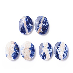 Sodalite Natural Sodalite Cabochons, Oval with Pattern, 25x18x4mm, about 2pcs/pair