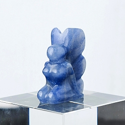 Синий Авантюрин Украшение дисплея скульптуры естественного голубого авантюрина, для домашнего офисного стола, бабочка девушка, 15x35 мм