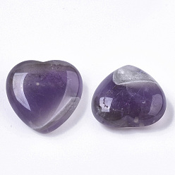 Amatista Piedra de amor de corazón de amatista natural, piedra de palma de bolsillo para el equilibrio de reiki, 30x30.5x12.5 mm