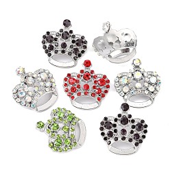 Mixed Color Rhinestone Pendants, Cadmium Free & Lead Free, with Alloy Findings, Crown, Mixed Color, 31x29x10mm, Hole: 3mm
