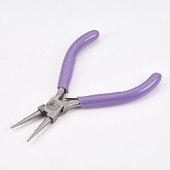 Stainless Steel Color 45# Carbon Steel Round Nose Pliers, Hand Tools, Polishing, Lilac, Stainless Steel Color, 12x8x0.9cm