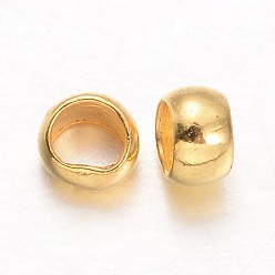 Золотой Rondelle латунь обжимной бисер, золотые, 3x2 мм, отверстие : 1.5~2 мм, Около 5200 шт / 200 г