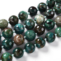 Chrysocolle Chapelets de perles chrysocolla naturelles , ronde, 9~9.5mm, Trou: 0.8mm, Environ 38 pcs/chapelet, 16.14'' (41 cm)