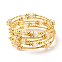 Clair Bracelet enroulé de perles de verre bling, bracelet enveloppant en couches pour femmes, or, clair, diamètre intérieur: 2-1/8 pouce (5.45 cm)