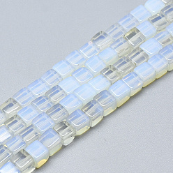 Opalite Opalite Beads Strands, Cube, 6~6.5x6~6.5x6~6.5mm, Hole: 1mm, about 65pcs/strand, 16.1 inch