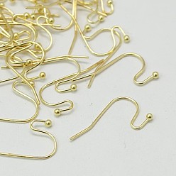 Golden Brass Earring Hooks, Golden, 22x11x0.75mm, 20 Gauge
