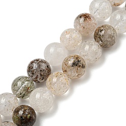 Quartz Lodolite Naturelles lodolite quartz brins de perles, ronde, 8mm, Trou: 0.8mm, Environ 46 pcs/chapelet, 15.39'' (39.1 cm)