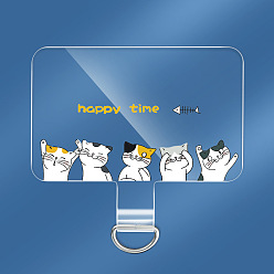 Cat Shape Пластиковый ремешок для мобильного телефона из ПВХ, прозрачная прокладка для крепления патчей, прямоугольные, форма кошки, 5x3.6 см