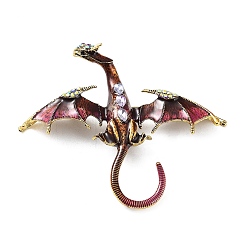 Camélia Broches en strass en alliage de dragon, épingles en émail, badge en alliage pour unisexe, Or antique, camélia, 74x88x16mm